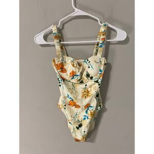 New Solid & Striped Verona Floral Print Brule Swimsuit, Size XS (RETAIL $218)